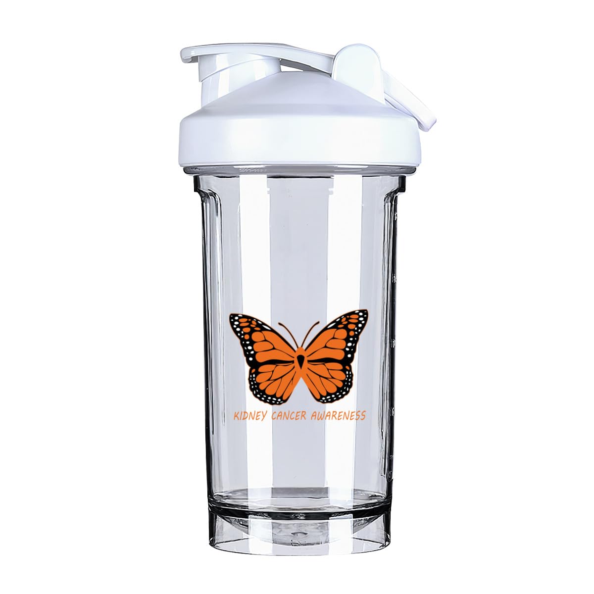 Kidney Cancer Awareness 18 Ounce Shaker Bottle Drink Mixer Leak-proof Pre Workout Protein Shakes Meal Replacement Shakes Bottles 500ML/18 Oz White