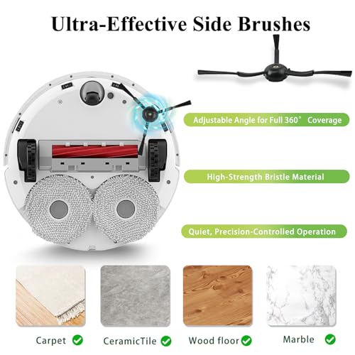 Image of Side Brushes Replacement Compatible with Roborock Q Revo /Qrevo S /Qrevo Pro /Qrevo Master /S8 /S8+ / S8 Pro Ultra /Q5 /Q7 /Q7Max /Q8 Max /S7 /S7 Max Ultra /S7 MaxV /S6 /S5 /S4 /E2 /E3 /E4 /E5 Robot Vacuum