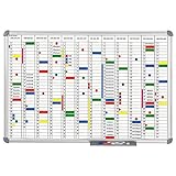 Maul Jahresplaner 90 x 60 cm, Whiteboard 12 Monate, Wochentageinteilung, Magnetisch, Alu-Rahmen 6496484