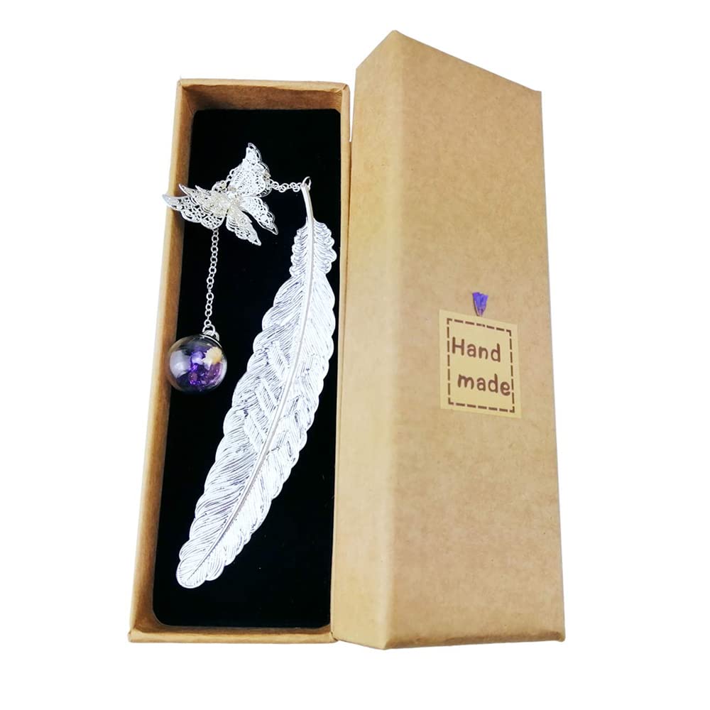 Galinpo Metal Feather Bookmark Birthday Gift Women Teachers & Mothers Day Butterfly Book Mark for Book Lover Librarian Readers Mom Lady Female Her Bookworm