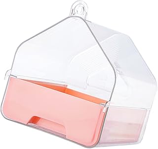 TOBBOMEY bañera de Loro bañera de Ducha de pájaro Cuenca de baño Exterior para Loros. Jaula de pájaros bañera de baño para Mascotas bañera de agapornis baño de pájaros el plastico Rosa