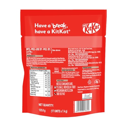 Image of KIT KAT Minis, Choco Coated Wafer Bar, Share Bag, Miniature Pouch, 16 X 7.4 gm | 118.4 g (Pack of 3)