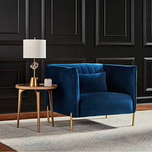 Amazon Brand – Rivet Frederick Mid-Century Channel Tufted Velvet Living Room Chair, 38"W, Navy Blue #TOP5