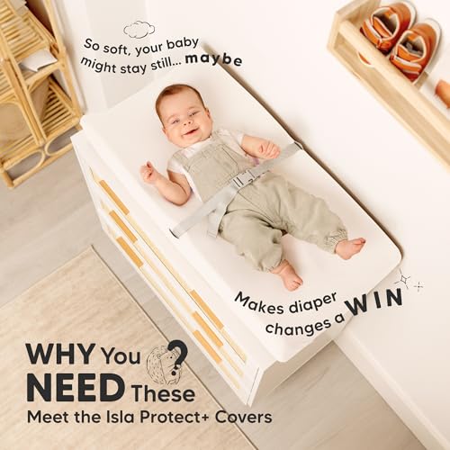 Image of 2-Pack Waterproof Changing Pad Covers Boy,Girl - 32x16 Soft Viscose Derived From Bamboo Baby Changing Table Cover,Wipeable Diaper Change Pad Sheets,Nursery Contour Baby Diaper Change Liner(Soft White)