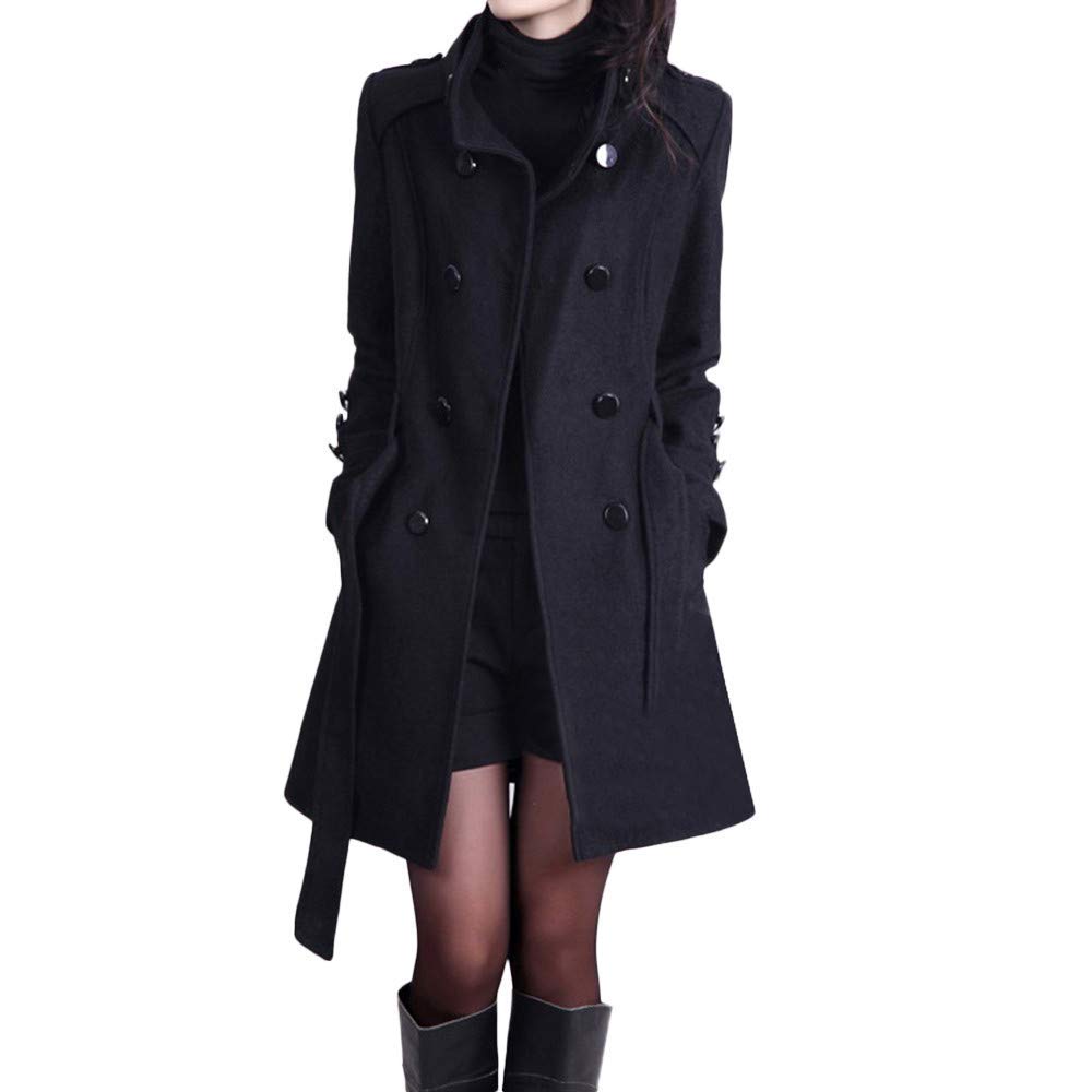 Manteau d'hiver pour femme, trench-coat long noir en laine chaude pour femme, coupe trapèze, boucle, coupe-vent, léger, manteaux d'automne pour femme, manteaux d'hiver en laine