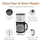 Amazon Basics Programmable Coffeemaker with Carafe and Reusable Filter, Stainless Steel, 12 Cups, Black - Image 3