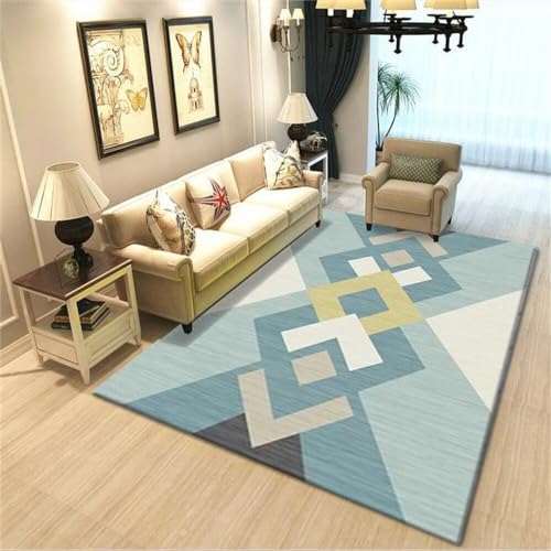 Tapis lavable chambre parentale moderne au design géométrique épuré - 2