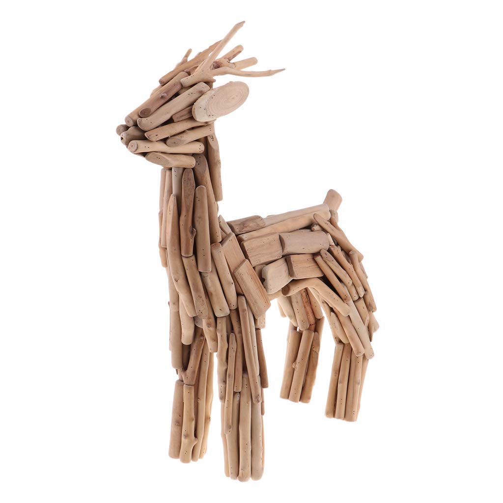 Estatua de ciervo animal, escultura decorativa de jardín, bastones de madera, oficina, decoración artesanal, regalo