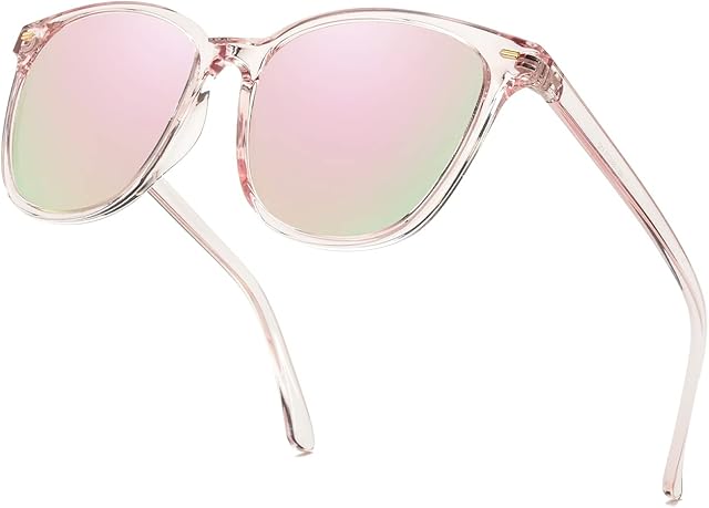 Myiaur Polarised Sunglasses Women Square Lens, Oversized Mirrored Sunglasses with UVA UVB Protection