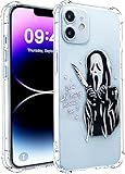 TIANDIREN Scream Phone Case Compatible with iPhone 11,Halloween Horror Movies Ghost Face Pattern TPU Soft Transparent Cool Shockproof Protective Phone Cover(11-Figure)