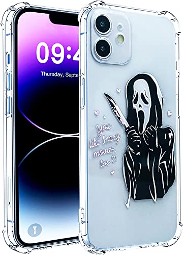 TIANDIREN Scream Phone Case Compatible with iPhone 11,Halloween Horror Movies Ghost Face Pattern TPU Soft Transparent Cool Shockproof Protective Phone Cover(11-Figure)