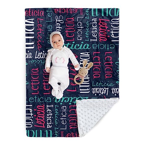 Image of Custom Baby Blanket - Personalized Names Design - Soft Plush Blanket with Double Layer Dotted Backing for Boys Girls Color02(47x60 inches)