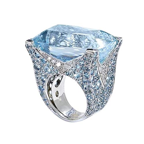 Exquisite Jewelry Ring Love Rings Sparkling Women Cubic Zirconia Ring Bride Wedding Engagement Party Jewelry Gift Wedding Band Best Gifts for Love with Valentine's Day - Blue US 7