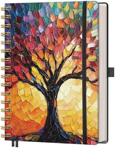 AHGXG Spiral Journal Notebook, 160 Lined Pages, A5 Medium Size (5.7'' x 8.3''), for Men & Women, Journaling, Writing, Work & Office, Hardcover, 100 GSM Thick Paper (Colourful Tree) by AHGXG