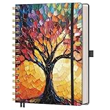 AHGXG Spiral Journal Notebook, 160 Lined Pages, A5 Medium Size (5.7'' x 8.3''), for Men & Women, Journaling, Writing, Work & Office, Hardcover, 100 GSM Thick Paper (Colourful Tree)