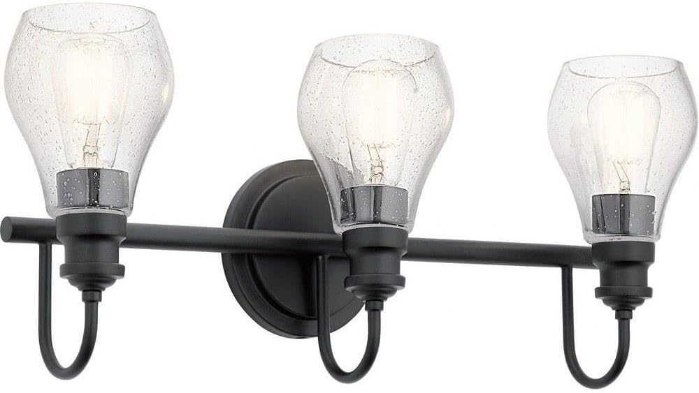Kichler 45392BK Greenbrier Vanity, 3-Light 300 Total Watts, Black