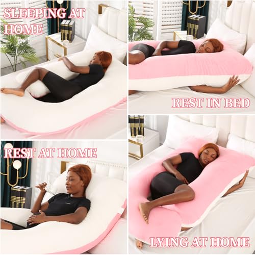 Image of Full Body Pregnancy Pillow - 68Inch U-Shaped Maternity Pillow with Removable Washable Velvet Cover for Back, Legs, HIPS & Belly Support, Improves Sleep for Pregnant Women