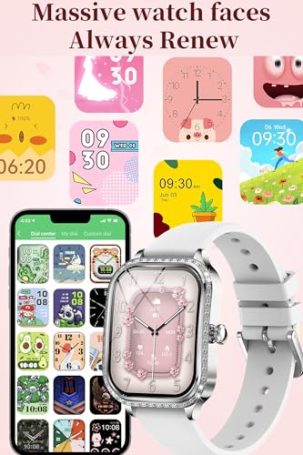 Smartwatch Damen Elegant Design mit Strasssteine, 1.75" Damenuhr mit Bluetooth Anrufe Herzfrequenz Schlafmonitor IP68 Fitnessuhr für Android iOS – Bild 4
