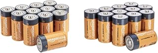 AmazonBasics D Cell 1.5 Volt Everyday Alkaline Battery - 12-Pack & Amazon Basics 12 Pack C Cell All-Purpose Alkaline Batteries, 5-Year Shelf Life, Easy to Open Value Pack