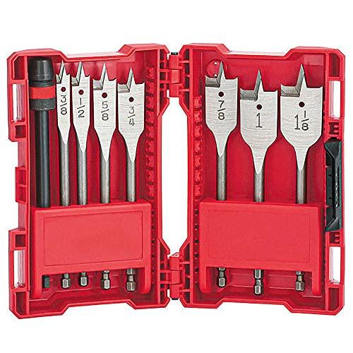 Fortool 49-22-0175 8 Piece Universal Flat Boring Set Accessory Fits for Bit Tools Replacement, for Fast, Easy Wood Boring