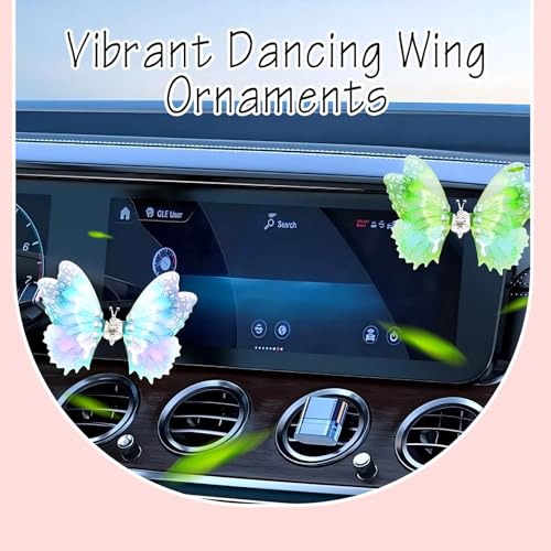 Image of 4Pcs Tulle Butterfly Car Vent Clips, Vibrant Dancing Wing Dashboard Ornaments, Moving Butterfly Car Decor, Universal Car Accessories Interior for Women (Lively Colors)