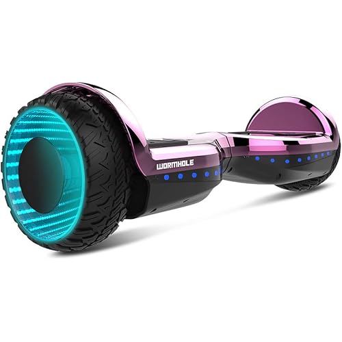 WORMHOLE Off Road Hoverboard Dual Motors Electric Self Balancing Scooter 6.5" Two Wheel Self Balancing Hoverboard with Bluetooth Speaker,Pink
