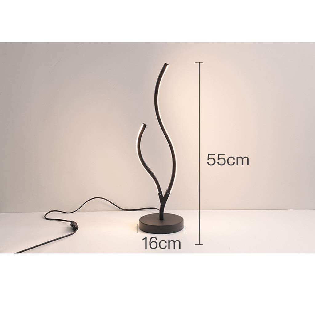 Lampy stołowe do sypialni Czarne diody LED do sypialni Nowoczesna lampka nocna Współczesna lampa biurkowa w kształcie łuku Lampy nocne do salonu Pokój gościnny 22” H