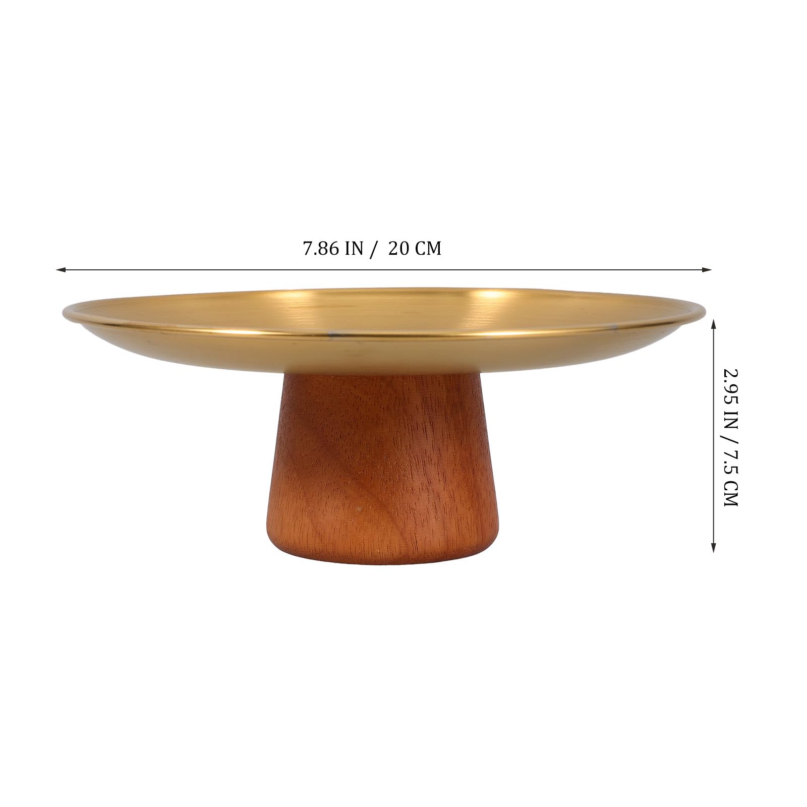 Elegante ciotola per frutta in acciaio inox con piede alto e base in legno, vassoio decorativo rotondo per frutta fresca, dessert e snack, robusta, facile da pulire, elegante espositore per cucina