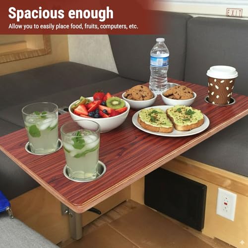 Mesa para RV de 31,5x15,75 pulgadas con panel de escritorio rectangular y portavasos 3