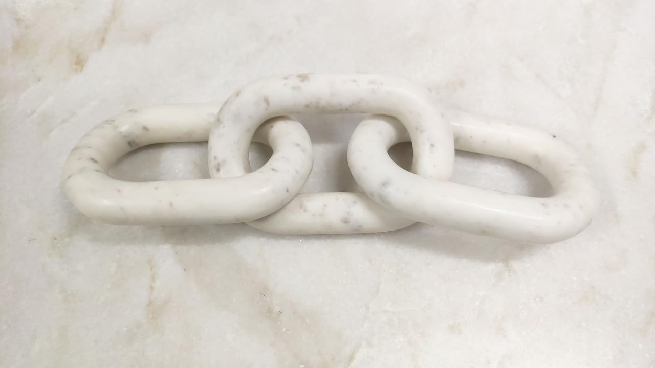 Escultura de cadena de eslabones de mármol blanco | Decoración de cadena de eslabones | Nudo de mármol | Eslabón de mármol | Decoración del hogar | Cadena de mármol | Arte de eslabones de cadena