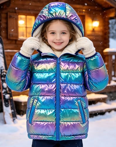 Image of Lovekider 4-12 Years Girls Hooded Puffer Jacket Warmth Padded Winter Coat