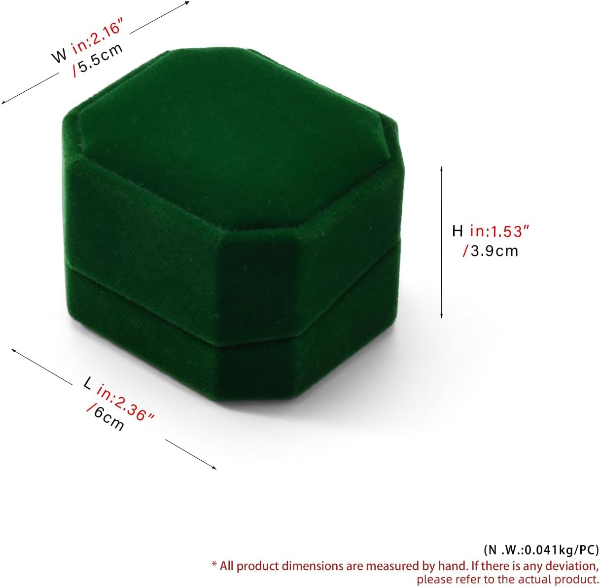 Octagonal Jewelry Ring Gift Box Green Velvet Small Engagement Proposal Ring Box - Image 7