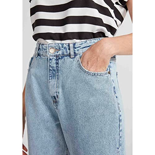 Calças Hering Jeans Cintura Alta Reta Aberta no Joelho feminino, Azul Claro 38