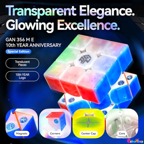 CuberShop GAN 356 ME UV (10th Anniversary Special Edition) Magnetic 3x3 Speed Cube, Gans 2024 Transp