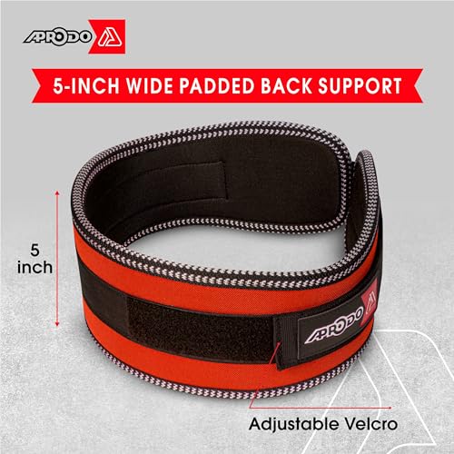 Image of APRODO Unisex 5'' inch Wide Nylon Eva Waist Support Belt Sport Pressurized Weightlifting Bodybuilding Fitness Squatting Training Lumbar Back Supporting Safety Belt
