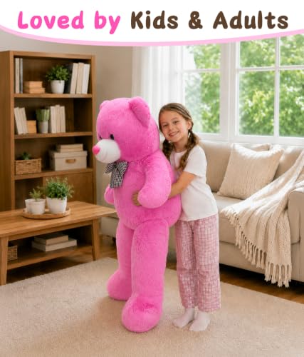 Image of MaoGoLan Giant Teddy Bear 4 Feet,Adorable and Cuddly Big Bear Stuffed Animal 47 inch, Classic Teddy Bear Plush Gift Decoration for Baby Shower,Party,Birthday,Valentines Day,Magenta