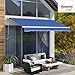Outsunny 12' x 10' Retractable Awning Patio Awnings Sun Shade Shelter with Manual Crank Handle, 280g/m² UV & Water-Resistant Fabric and Aluminum Frame for Deck, Balcony, Yard, Dark Blue