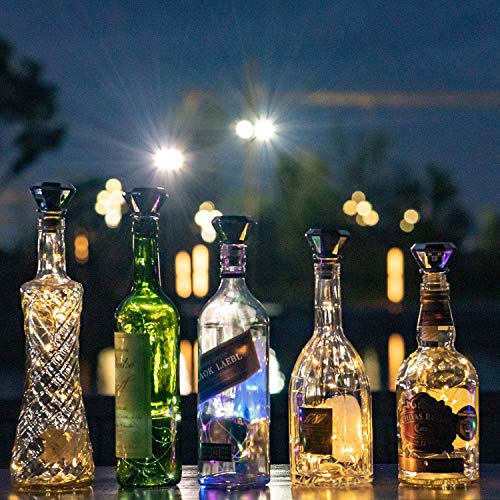 Image of VOOKRY Solar Wine Bottle Lights with Cork 8 Pack 20 LEDs Fairy Lights String Silver Wire Light,for Party,Christmas,Mother's Day,Wedding Center or Table Decorations, Warm White