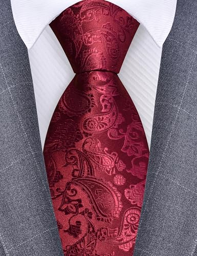 Image of GUSLESON 3.15 inch(8cm) Fashion Paisley Ties Mens Woven Jacquard Necktie for Wedding