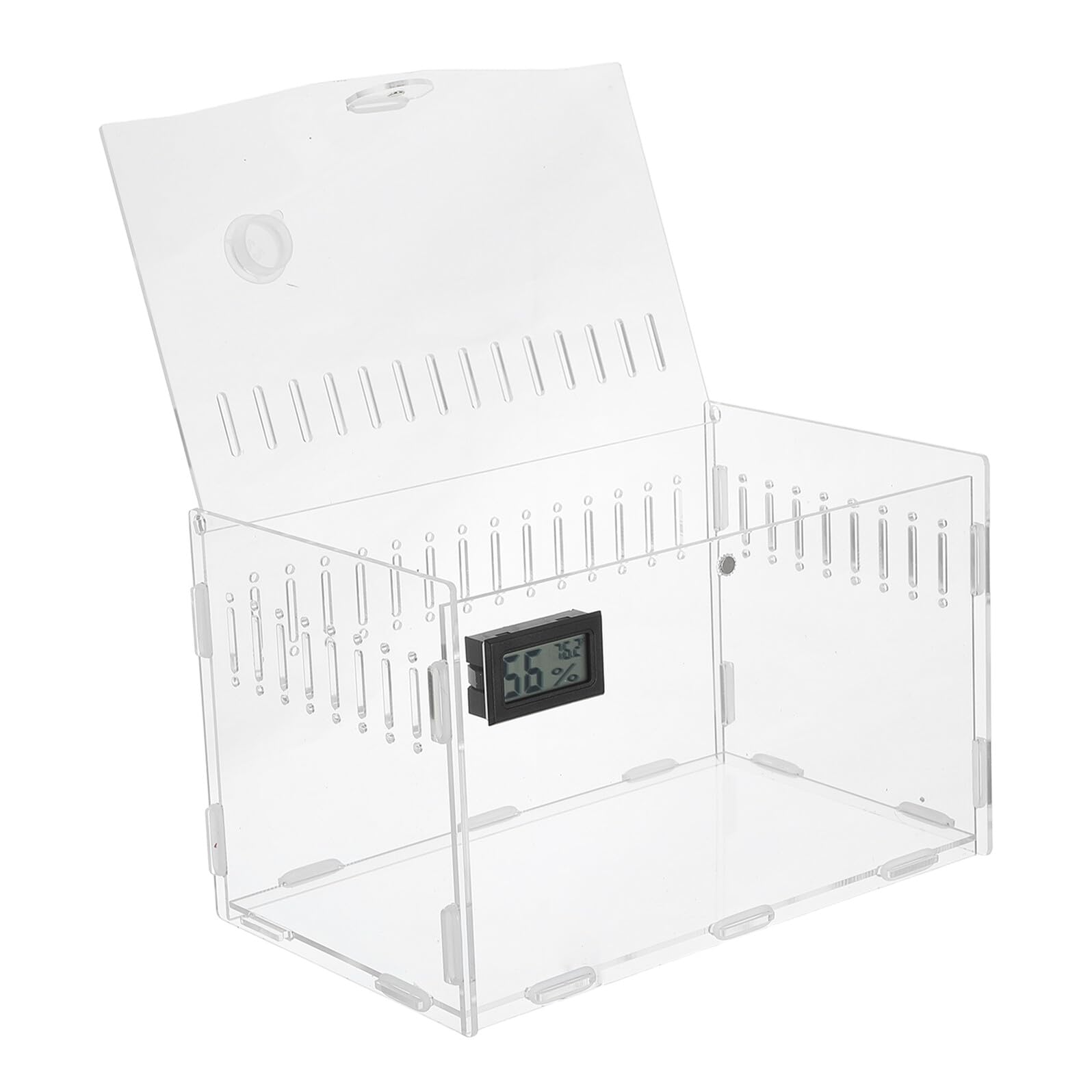 Toddmomy Terrario Trasparente per 360° Acrilico con e Rettili in Termometro Igrometro, Grande Ventilazione e Fondo Rimovibile per Facile
