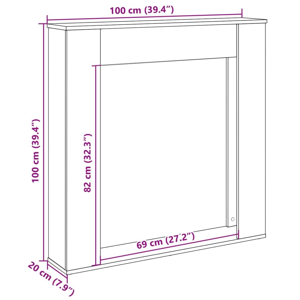 Homgoday Kaminumrandung Kaminverkleidung Kaminkonsole Deko Kaminrahmen Kamingehäuse Dekokamin Wohndekoration Kaminsims Dekokamin für Wohnzimmer Betongrau 100x20x100 cm Holzwerkstoff