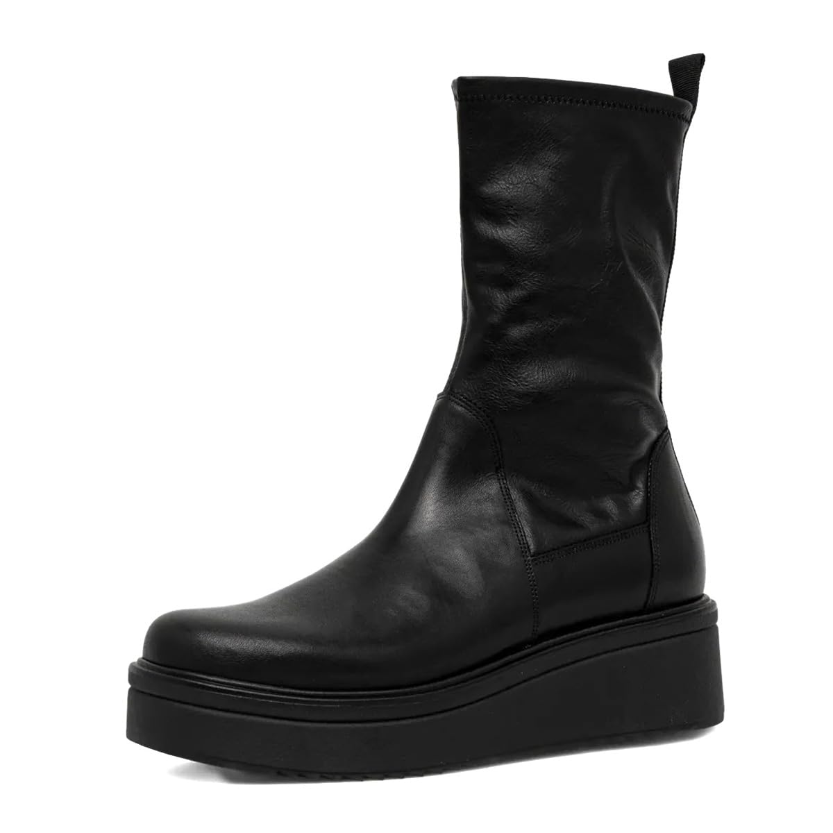 Women Fashion Round Toe Stretchy Ankle Boots Platform Wedge Low Heel Pull on Booties Fall Winter Daily Wear