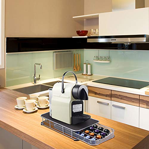 Powstro Cápsula Coffee Rack, Home Display Rack, Gold Vertical Holder Dispensador de cápsulas de café de 42 capacidades, diseño hueco, utilizado para almacenar cápsulas Nestle, Espresso Cover