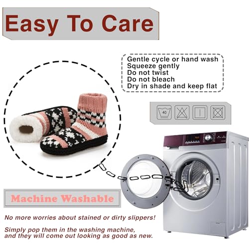 Image of cosyone1997 Slipper Socks for Women Warm Fuzzy Non Slip Soft Sole | Sherpa lining, padded sole, stretchy cuff and gripper dots for bedroom or lounging; gift-ready box, machine washable