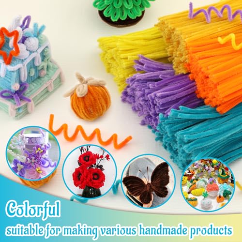 Image of Mnuizu 200Pcs Pipe Cleaners Chenille Stems Fuzzy Sticks Hand Craft Supplies | Pipe Cleaners Bulk Fuzzy Sticks for DIY Art and Craft Projects Home Festivals Decoration, Lake Blue