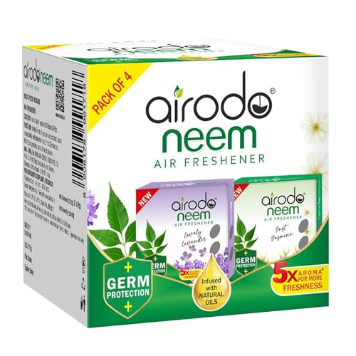 Image of AIRODO Neem Bathroom Air Freshener Assorted Blocks|Mixed Fragrance|45 Days Long Lasting (4 x 72g)