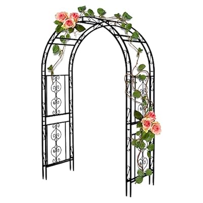 Teabelle Metal Garden Arbor Trellis, Black Arch for Climbing Plants, Wedding Outdoor Arch for Ceremony, Flowers and Plants Support Structure Stand for Lawn Patio Backyard Decoration