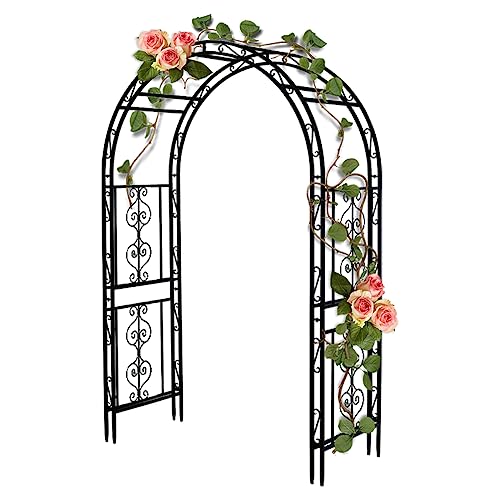 Teabelle Metal Garden Arbor Trellis, Black Arch for Climbing Plants, Wedding Outdoor Arch for Ceremony, Flowers and Plants Support Structure Stand for Lawn Patio Backyard Decoration