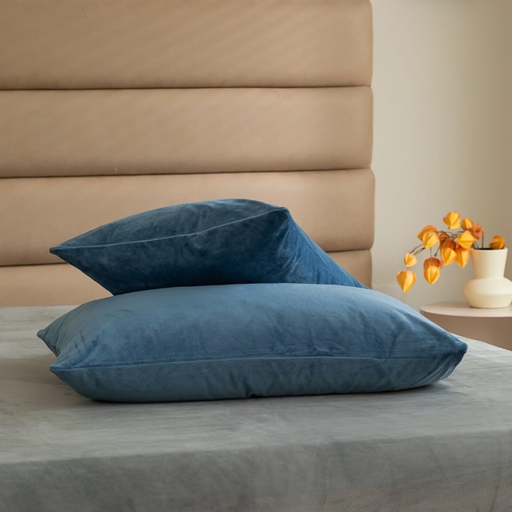 Set copripiumino in velluto, 4 pezzi, con copripiumino, lenzuolo piano e federe con busta, per letto Queen/King Size