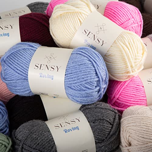 Sensy Roving Yarn, 3.5 Oz, 132 Yards, Gauge 5 Bulky (Black) #TOP6